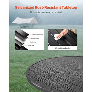 "47 Inch <b>Round</b> Metal <b>Patio</b> Dining <b>Table</b> with Slat Back & 1.5 Umbrella Hole for All Weather" - Product Image 3