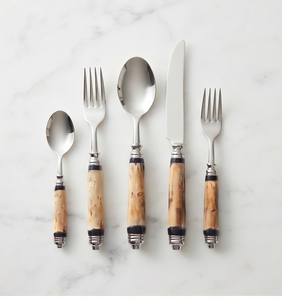 <b>Vintage</b> Flatware <b>Set</b> With Wooden Handles And Mirror Polished Stainless Steel <b>Cutlery</b> For Home Dining - Product Image 1