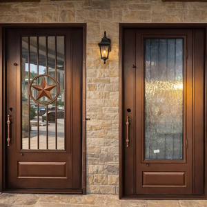 Puerta de Entrada de Hierro Forjado con Motivo de Estrella Arquitectónica 2026, Puerta Frontal de Seguridad Decorativa de Lujo Personalizada para Exteriores de Villas - Product Image 1