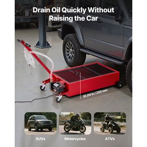 Vasca di raccolta olio mobile da 17 galloni con tubo da 2,2 m, maniglia pieghevole, pompa elettrica a basso profilo, accessorio per smontagomme, protezione dalle perdite - Product Image 4