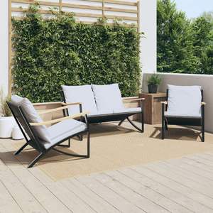 Conjunto de Muebles de Balcón de Acero con Recubrimiento en Polvo Negro Mediano, Muebles de Patio - Product Image 1