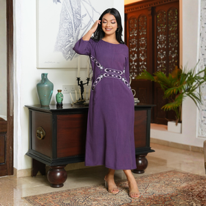 Robe élégante en lin violet pour femmes - Product Image 1