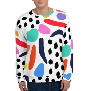 เสื้อสเวตเชิ้ตผู้ชายลายเรขาคณิต คอกลม ทรงปกติ สวมใส่สบาย แขนยาว ผ้าถัก พิมพ์ลายแบบซับลิเมชั่น สีขาว - Product Image 5