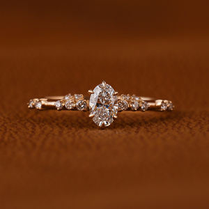 Anillo de compromiso de diamante cultivado en laboratorio de alta calidad, forma ovalada, oro rosa sólido de 14k, joyería de boda para mujer, gran venta. - Product Image 1