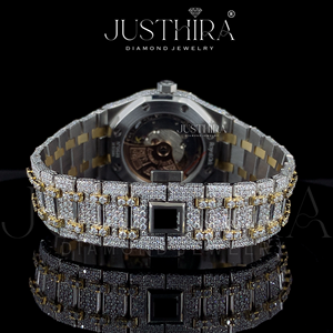 Montre de luxe pour homme et femme, diamant de clarté VVS premium, bracelet en acier inoxydable, boîtier en acier inoxydable, résistance à l'eau 20 BAR - Product Image 3