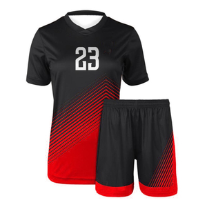 Conjunto de Uniforme de Fútbol Personalizado Negro Rosa con Estampado Geométrico, Cuello en V, Nuevo y Moderno, Uniformes de Fútbol Transpirables Sublimados para Mujer - Product Image 5