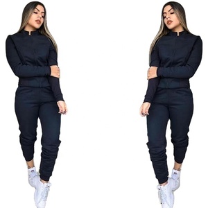 New arrival custom design women's <b>zip</b> <b>up</b> <b>jackets</b> with zipper pockets & yoga pants two piece set - Product Image 5