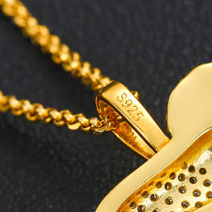24K Gold Plated Lion Pendant With Crystal Rhinestones Micro Insert Hiphop <b>Charm</b> Men's Animal Themed Jewelry Gift - Product Image 3