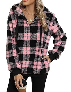 WOLF AKIMBO <b>Women's</b> Pink <b>Black</b> Fleece Wool/Nylon Lined Winter <b>Hoodie</b> Long Sleeve Zip-Up Casual Pullover with Pockets - Product Image 6