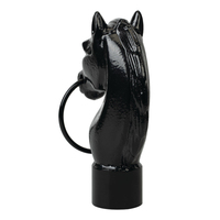 Tête de poteau de harnais en fonte vintage personnalisée, motif tête de cheval, finition noire brillante, revêtement en poudre antirouille durable pour jardin et grange