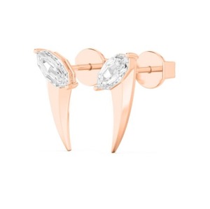 Boucles d'oreilles solitaires en or rose 10K de haute qualité avec diamant de laboratoire, 133 carats au total, bijoux en diamant taille marquise - Product Image 2