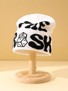 Bonnet unisexe en acrylique 100% avec imprimé The Risk Flock, style streetwear, broderie personnalisée, vente en gros en vrac, marque privée - Product Image 2