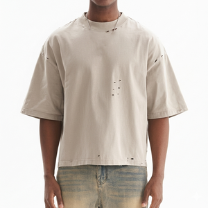 เสื้อยืด OEM Heavyweight แบบซักล้างแล้ว เสื้อยืดสั่งทำพิเศษสำหรับผู้ชาย สตรีทแวร์ สั่งซื้อจำนวนมาก สหรัฐอเมริกา - Product Image 6
