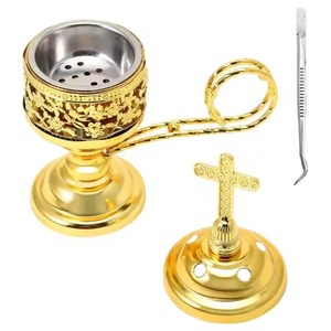 <b>For</b> Church Decorative Use New Brass Incense <b>Burner</b> With Cross Base Hand-Made Religious Aromatic Diffuser All-Season Use - Product Image 1