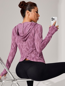 Wholesale Tops Seamless Slim Fit Zip up Long Sleeve Fitness <b>Jacket</b> Women Activewear <b>Yoga</b> <b>Jackets</b> Nylon Soft Ribbed - Product Image 2