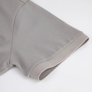 Polo à manches courtes gris clair pour homme, couleur unie, tricoté, décontracté, coupe classique, respirant, coupe classique, couleur unie - Product Image 3