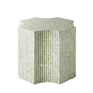 โต๊ะข้างเตียงทรงโมเดิร์นลายเปลือกหอยมุก ประดับลายเรขาคณิต เป็นมิตรกับสิ่งแวดล้อม โต๊ะข้างเตียงลายโมเสคสีรุ้ง สำหรับตกแต่งห้องนอน ห้องครัว และบ้าน - Product Image 1