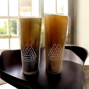 Ensemble de mugs en corne polie et gravée, faits à la main, verres à bière uniques pour whisky et cocktails, magnifiquement conçus - Product Image 2