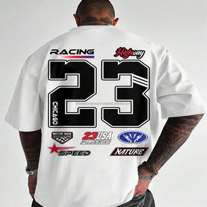 Camiseta Personalizada con Logotipo, Estilo Retro Urbano para Hombre, Hombros Caídos, Vintage, de Carreras, Tejida, de Algodón Orgánico, con Gráfico de Letras - Product Image 4