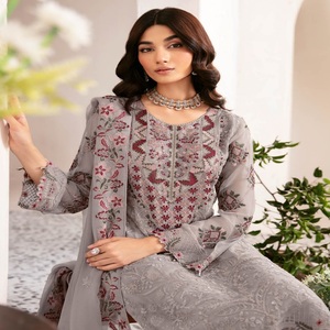 Eid Vente Robes de travail indiennes et pakistanaises à broderie lourde Pakistanaise et indienne Salwar Kameez trois pièces Saari pour femmes - Product Image 2