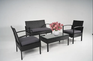 Modern Rattan Patio 4 Seater 5cm Seat <b>Cushion</b> Park <b>Outdoor</b> Furniture Garden Luxury Dining Table Custom Logo Deal <b>Box</b> - Product Image 2