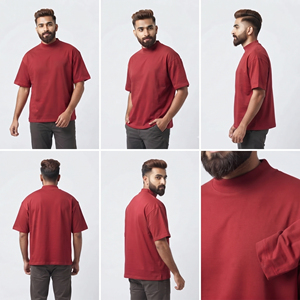 Custom Heavyweight Cotton High <b>Neck</b> T Shirts Men Drop Shoulder Oversized Cotton T Shirt Street Style Summer Tee <b>Tops</b> Men - Product Image 6