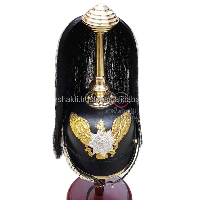 Коллекционный немецкий кожаный армированный шлем Pickelhaube с длинным хвостом средневековый рыцарь костюм для косплея по театру на Хэллоуин