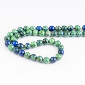 Perles rondes en azurite et malachite naturelles de 8 mm, pierres précieuses polies en vrac pour la fabrication de bijoux, vente en gros - Product Image 3