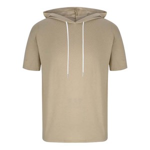 <b>Men's</b> <b>White</b> Short Sleeve Hoodie Pullover Solid Casual <b>Sweatshirt</b> with Drawstring Pocket - Product Image 6