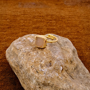 Wholesale Natural Champagne Brown Druzy Agate Ring 18K Gold Plated <b>Adjustable</b> <b>Square</b> Geode Gemstone Statement Ring for Women - Product Image 4