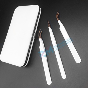 Pince à épiler pour extensions de cils RMI Shin Rose Gold Plasma Tip Smooth Tip, revêtement blanc anti-magnétique, 10 mm, prise en main parfaite - Product Image 4