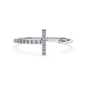 Anillo Minimalista de Oro Blanco con Diamante Corte Brillante Redondo Color G Piedras Naturales Uso Diario Estilo Unisex - Product Image 1