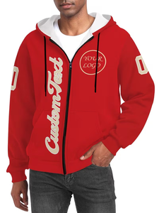 Men's Custom Zip-Up Fleece Hoodie Eco-Friendly Cartoon Pattern Personalized Name/Number/Logo Fashionable Design Sports - Product Image 3