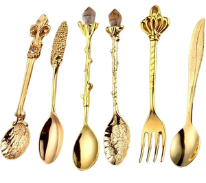 Juego de cubiertos de latón con diseño de hoja, mango de excelente calidad, el mejor regalo. - Product Image 1