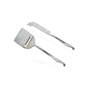 Ensemble d'outils pour fromage en acier inoxydable, 6 pièces, joli et bon marché, outils pour fromage en argent plat, poignée en spirale, bout en spirale - Product Image 1