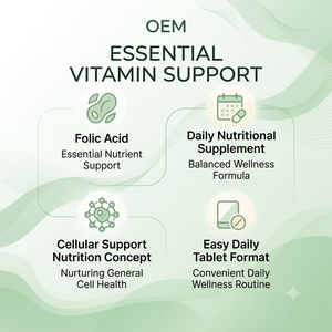 Comprimés d'acide folique OEM ODM 400 mcg, soutien nutritionnel quotidien, supplément de vitamines prénatales, 60 comprimés OEM - Product Image 4