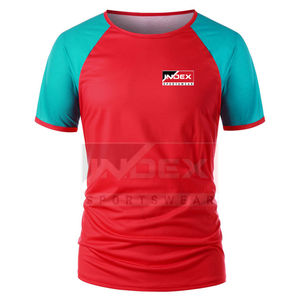 INDEX Men's Color Blocked Short Sleeve <b>T</b>-<b>Shirt</b> O-Neck <b>Raglan</b> Sleeve Quick Dry Knitted Polyester Sporty Slim Fit Front Logo - Product Image 4