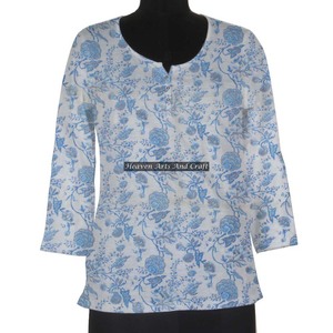 Kurta ชุดเดรสผ้าฝ้ายแท้พิมพ์ลายสำหรับผู้หญิงชุดเดรสสำหรับงานปาร์ตี้พิมพ์ลายบล็อกด้วยมือ - Product Image 1
