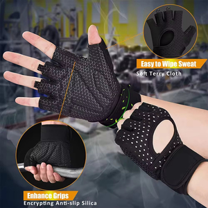 <b>Half</b> Finger Fitness Gloves Mesh Breathable Non <b>Slip</b> Adjustable Wrist Strap Gym Weight Lifting Unisex Non-<b>Slip</b> Finger Save Gloves - Product Image 4