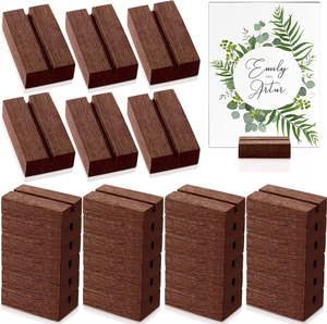 Nature Wood Color <b>Number</b> Stands Solid Hard Wood Card Display <b>Holder</b> for Hotel Restaurant Event <b>Table</b> Decoration - Product Image 1