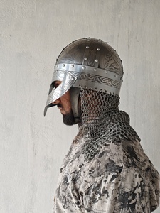 Casco de Armadura Vikinga Hecho a Mano en Acero Suave con Malla Metálica, Disfraz de Caballero para Adultos, Ideal para Cosplay, Eventos y Fiestas de Halloween - Product Image 3