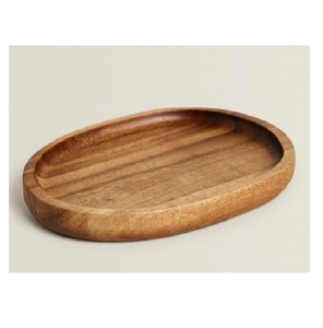 Bandeja de Servir Ovalada Moderna de Madera Maciza con Asa, Grano de Madera Natural, Ecológica, Segura para Alimentos, para Uso en el Hogar, Restaurantes y Hoteles - Product Image 1