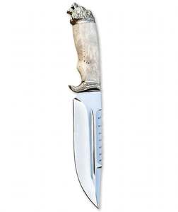 Handcrafted Mirror-Polished Stainless Steel Fixed Blade <b>Knife</b> with Contoured <b>Bone</b> <b>Handle</b> OEM Industrial Executive Display Piece - Product Image 3