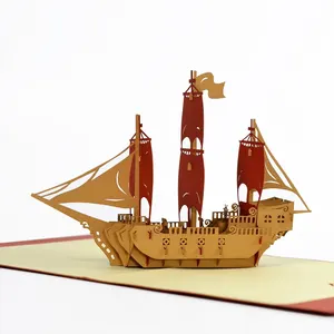 Collection Luxury 3D boat greeting pop up card with note and Envelopes supplier from Vietnam