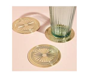 Premium Design Brass Coaster Stainless Steel Coaster Place Mats <b>Dining</b> Mats Metal Engraving Coaster at factory wholesale price - Product Image 2