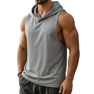 Men's High Quality Sleeveless Hooded Muscle Tank Top Cotton Blend Customizable Wholesale Fitness Training Gym Tank Tops For Men - Product Image 1