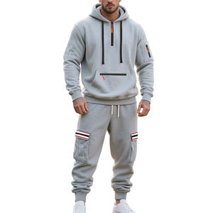 Custom Men Hoodie Tracksuit <b>Set</b> Casual Fleece Jogger Suit Streetwear Sweatshirt & Cargo Pants Two Piece Outfit - Product Image 3