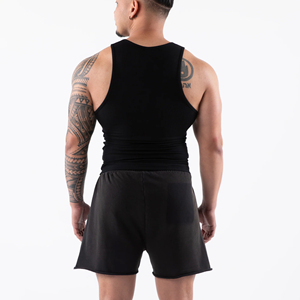 เสื้อกล้ามผู้ชายคอกลมลำลองถักแขนกุดระบายอากาศสีดำ - Product Image 2