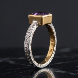 Blue Amethyst Square Cut <b>Ring</b> 10mm 925 Sterling Silver 18K Gold Plated Handmade Jewelry US 6 Handmade Jewelry Gift for Women - Product Image 4