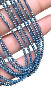 Perles Rondelles Facettées en Diamant Bleu Naturel 3mm, Fil de Pierres Précieuses Premium de 15 Pouces, Vente en Gros pour la Fabrication de Bijoux - Product Image 3